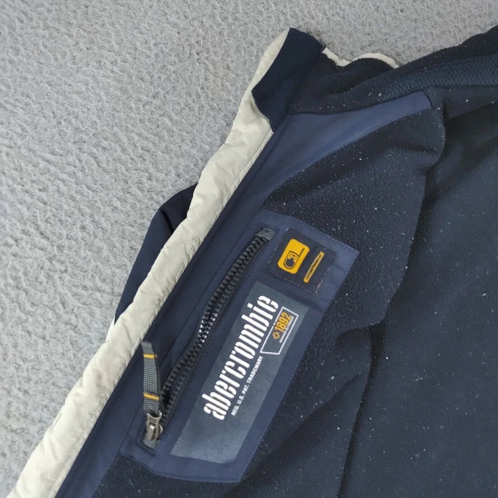 Abercrombie & Fitch Jacket Mens Medium Blue White 1892 Mountain Outerwear Zip-Up